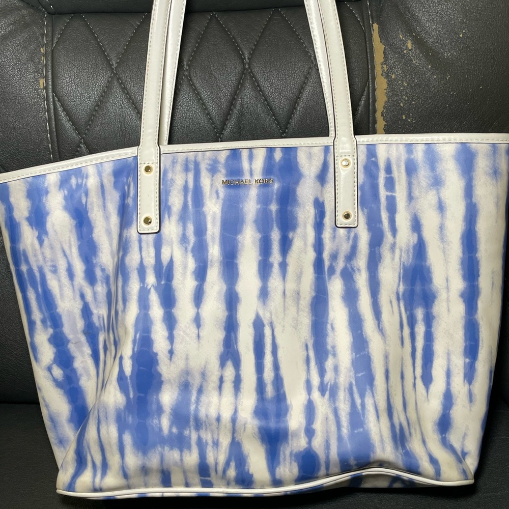 Michael Kors blue and white tye dye tote.